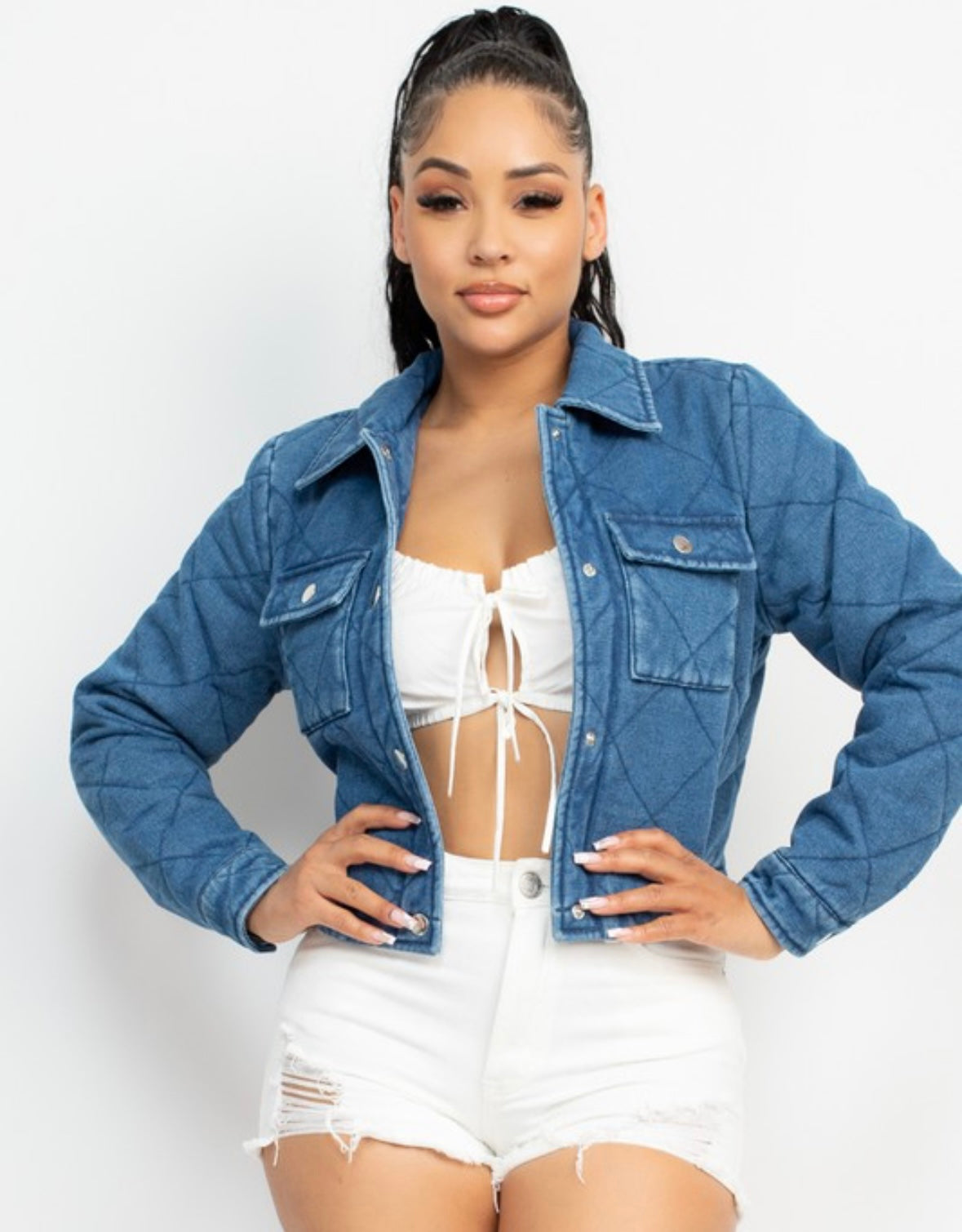 Last one large Dark Denim quilted jacket