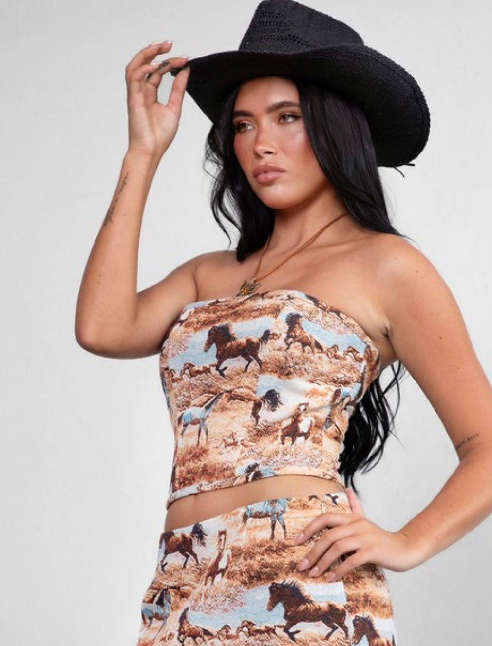 Tapestry horse corset top