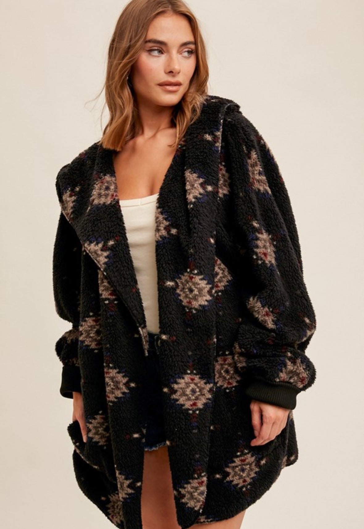 Southwestern Print Sherpa Jacket