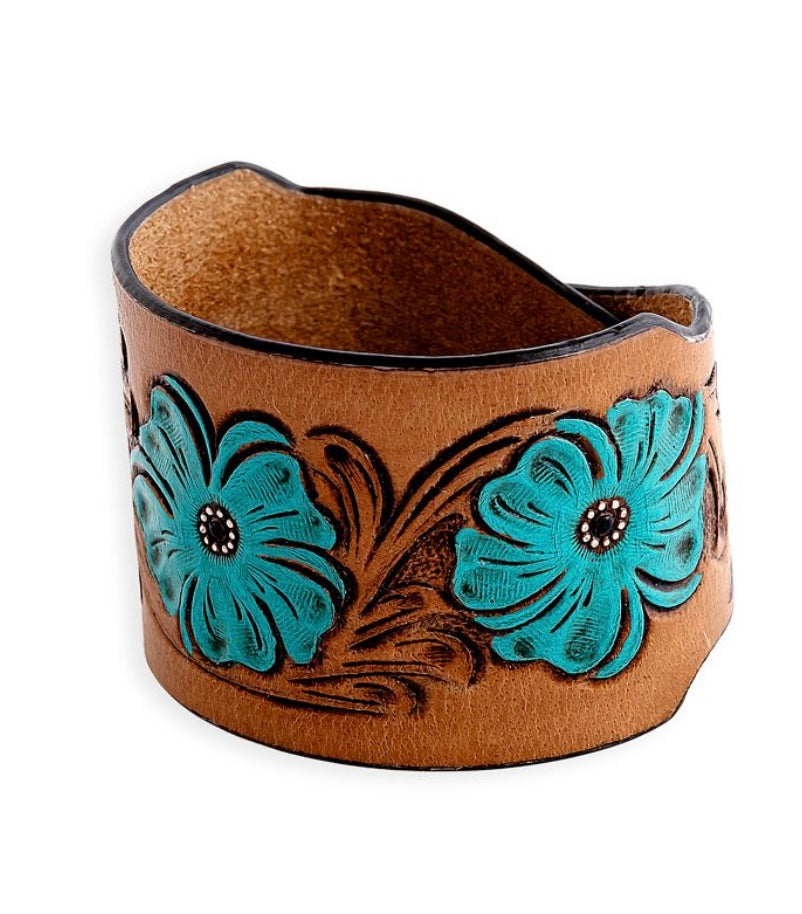 Myra Bold Blossom Leather Cuff Bracelet