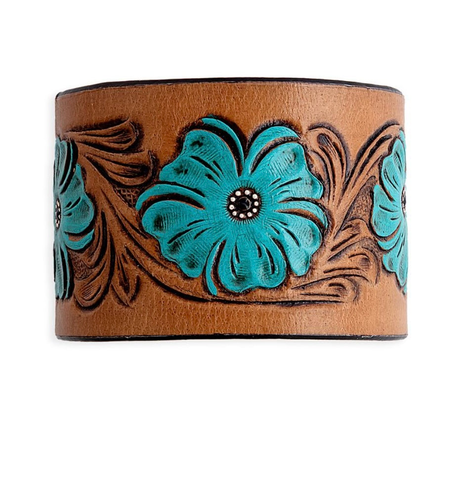 Myra Bold Blossom Leather Cuff Bracelet