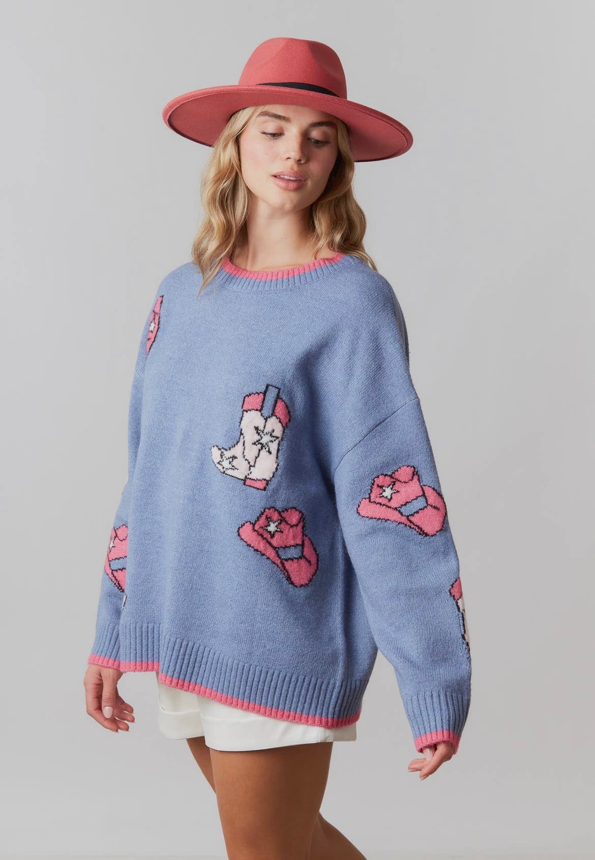 Last one large Fantastic Fawn Western sweater