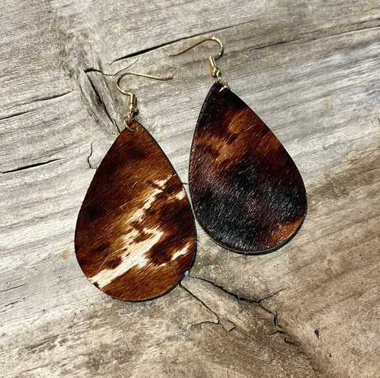 Genuine hide drop earrings