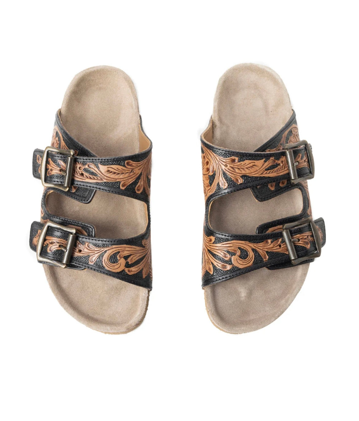 Myra Falling Feather Sandals-black & brown