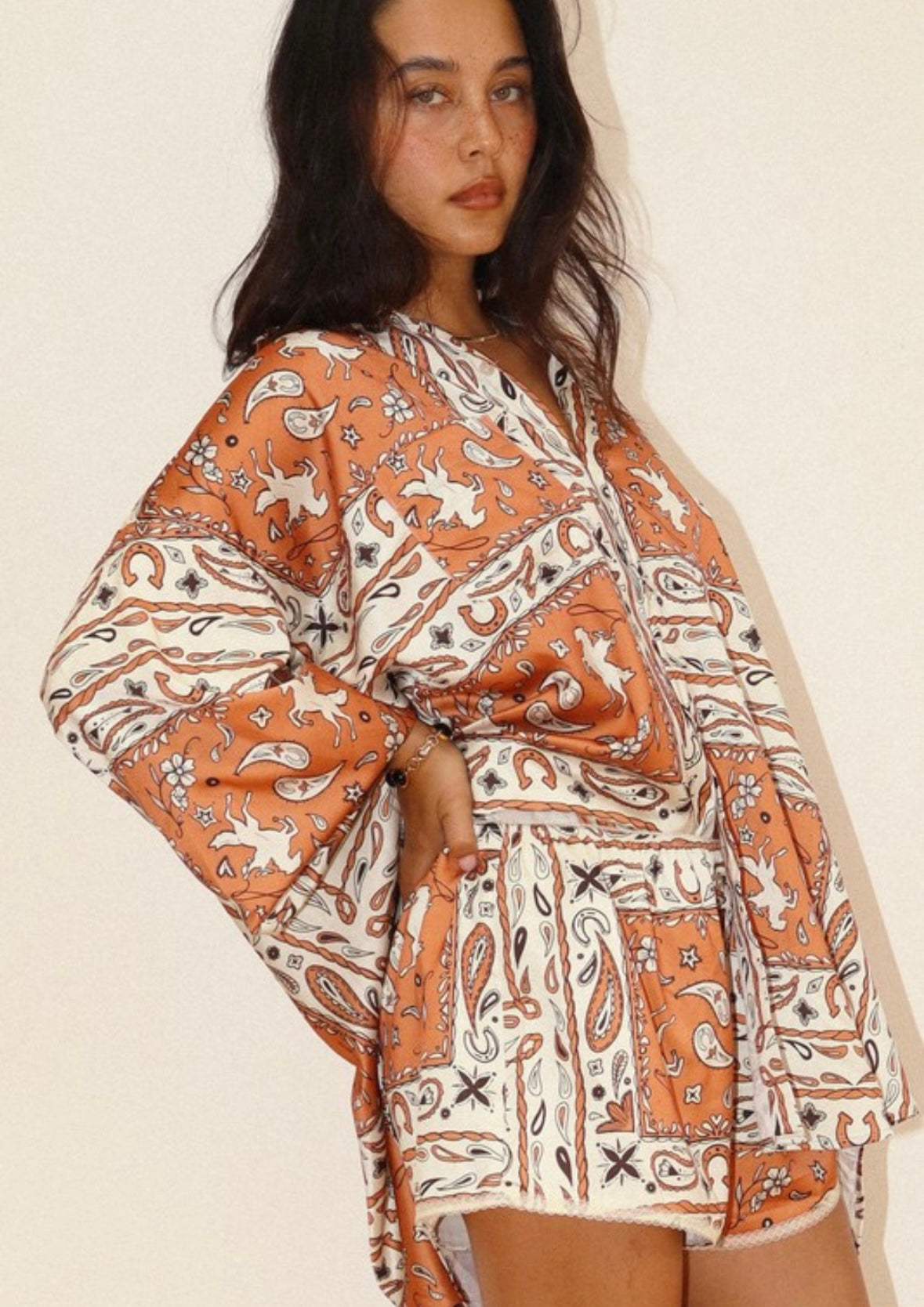 Bailey Rose western bandana button down top