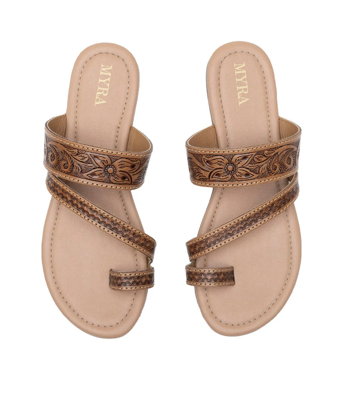 Myra Point Ridge Hand-Tooled Sandals