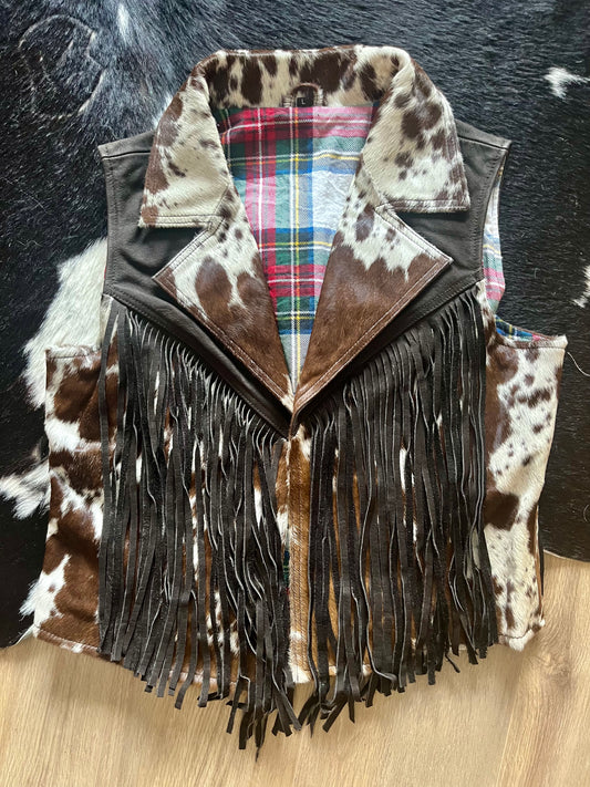 Cowhide fringe vest large