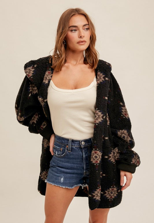 Southwestern Print Sherpa Jacket