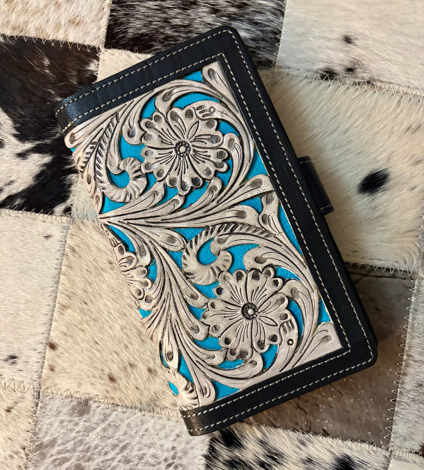 Handtooled leather wallet