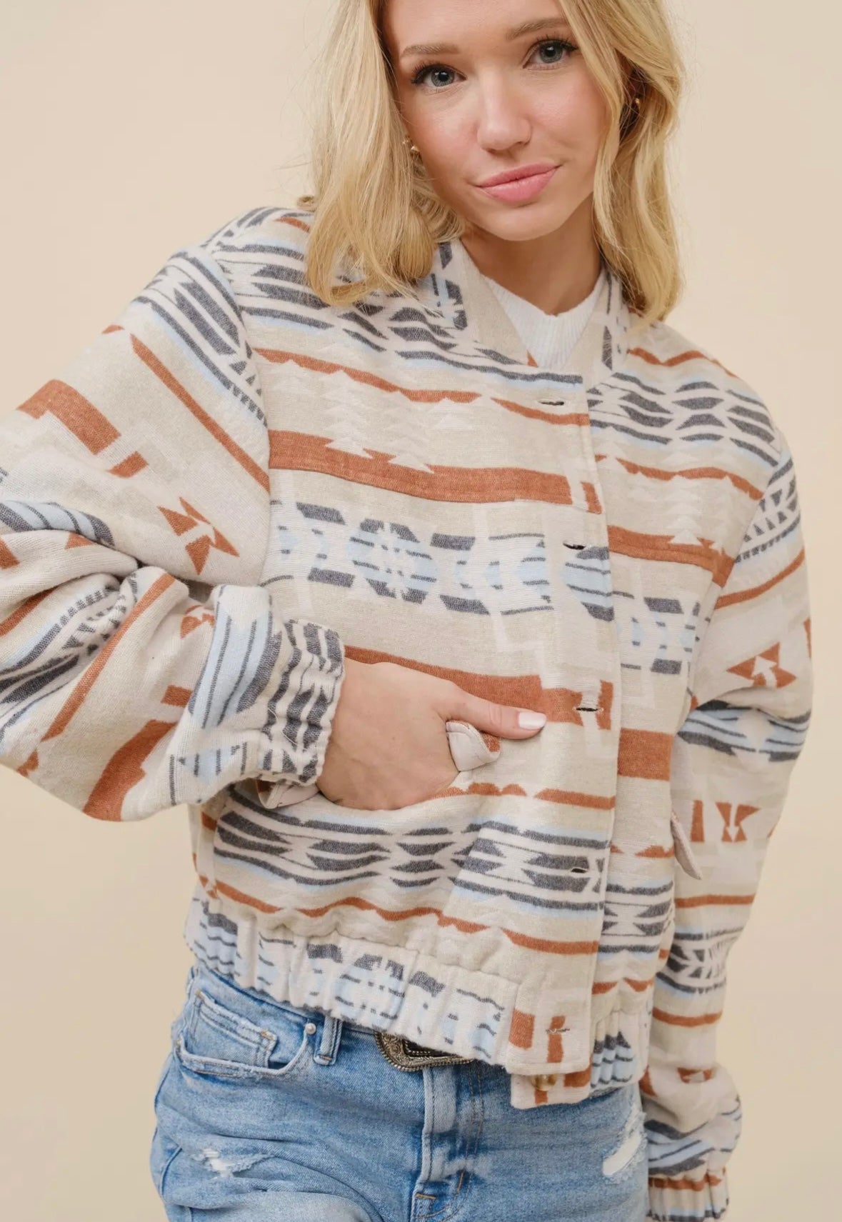 Blue B Aztec bomber Jacket