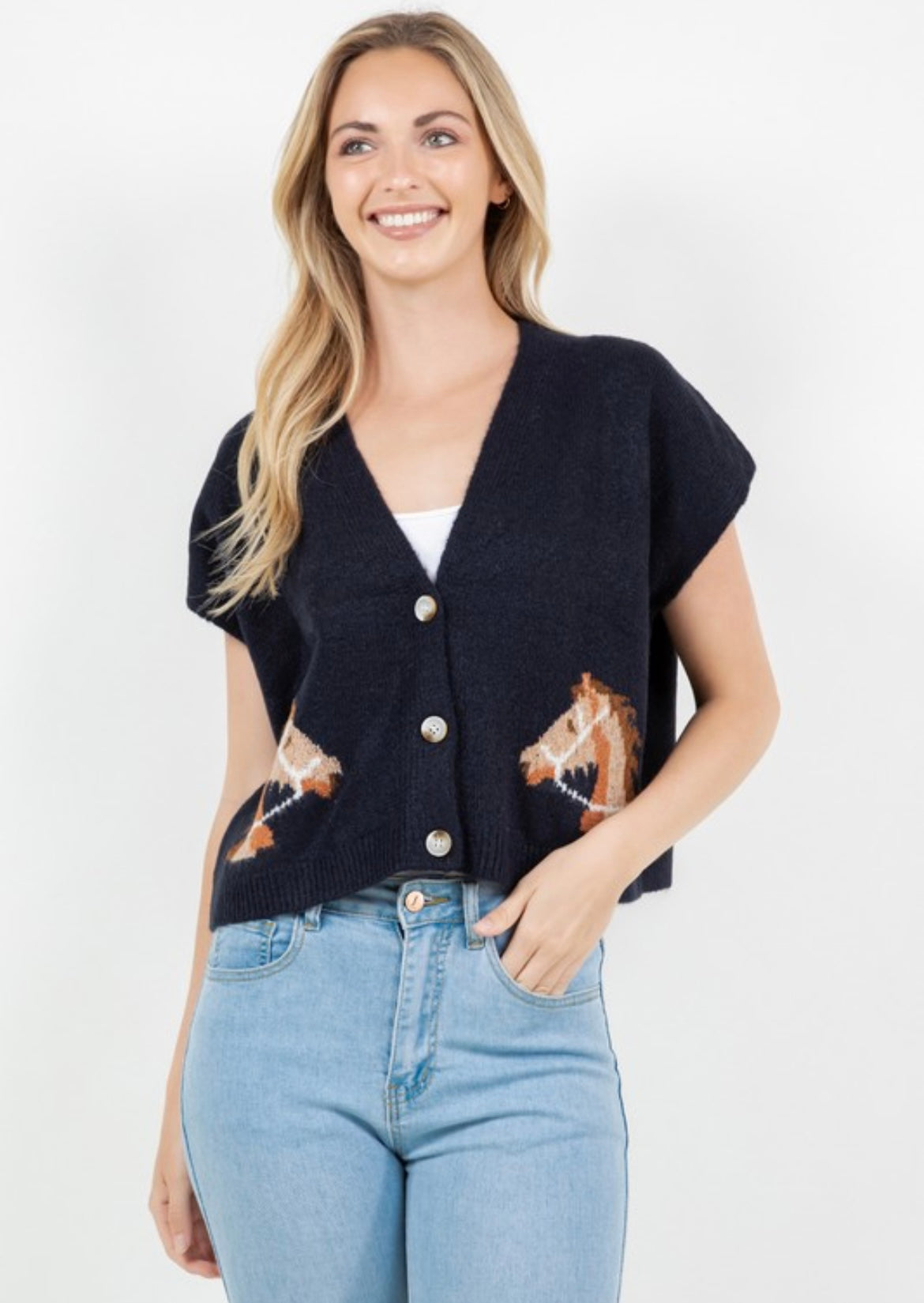 Last one S/M Horse knit vest