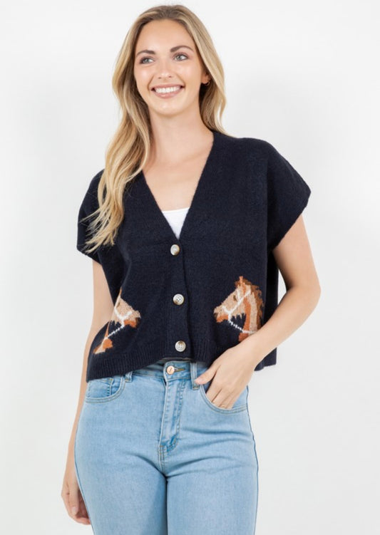 Last one S/M Horse knit vest