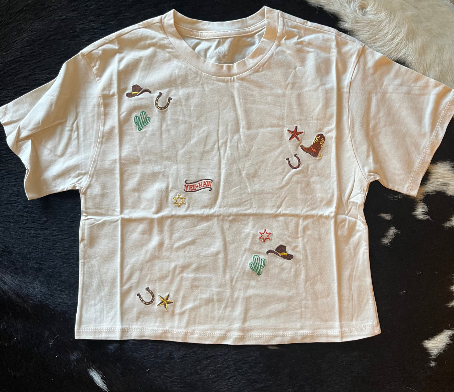 Last one small Western embroidery tee