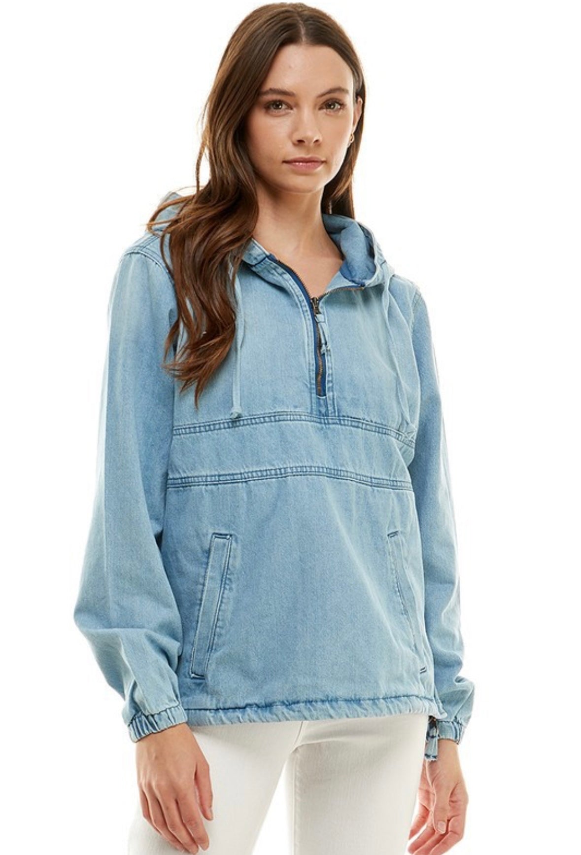 Last one medium Light wash Denim hoodie