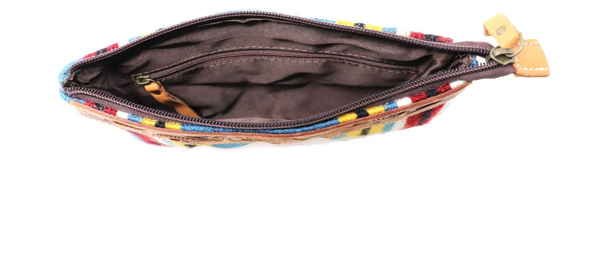 Woven southwestern serape fabric wristlet