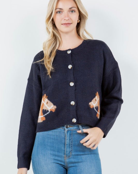 Horse print cardigan