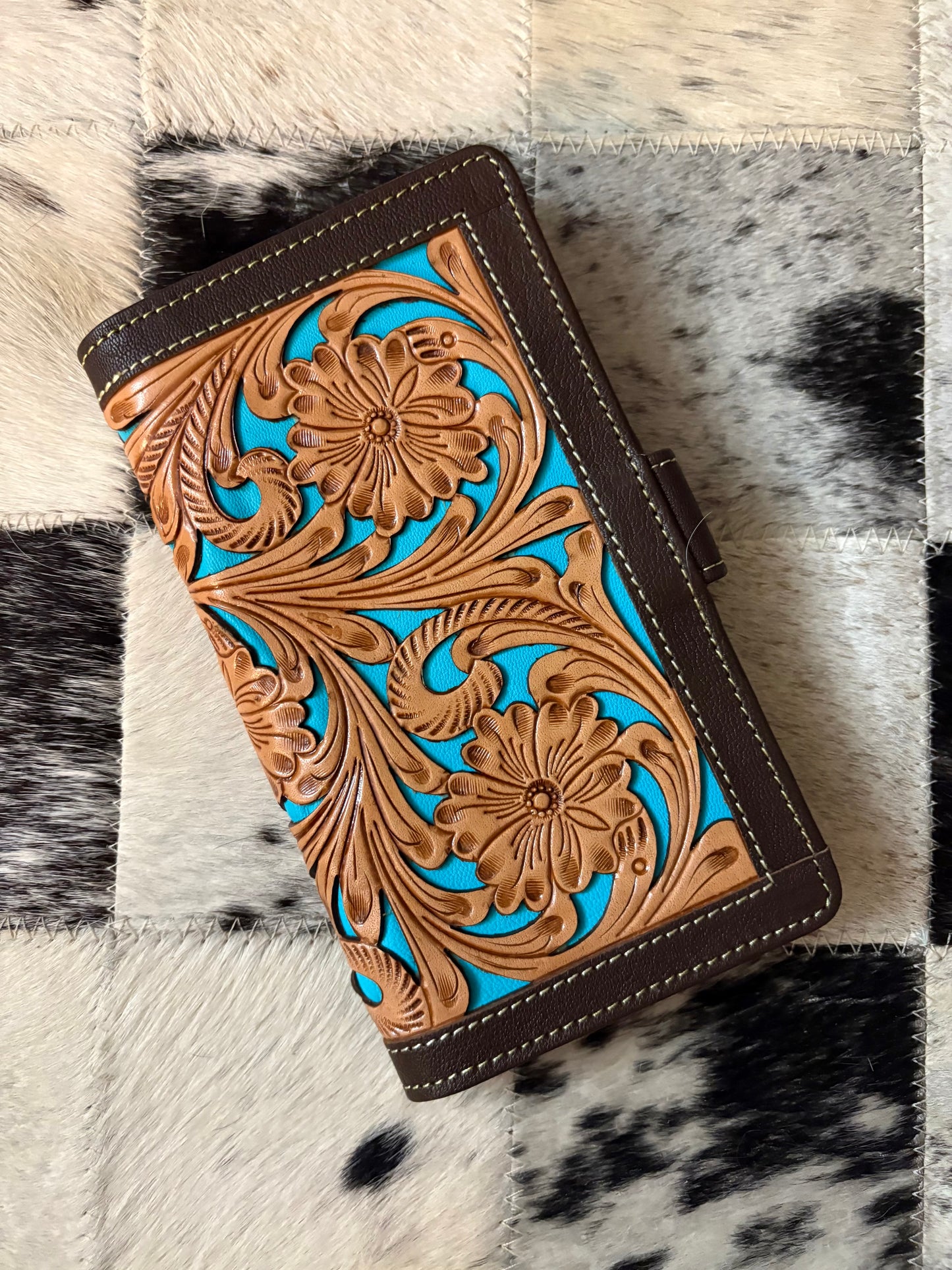 Handtooled leather wallet