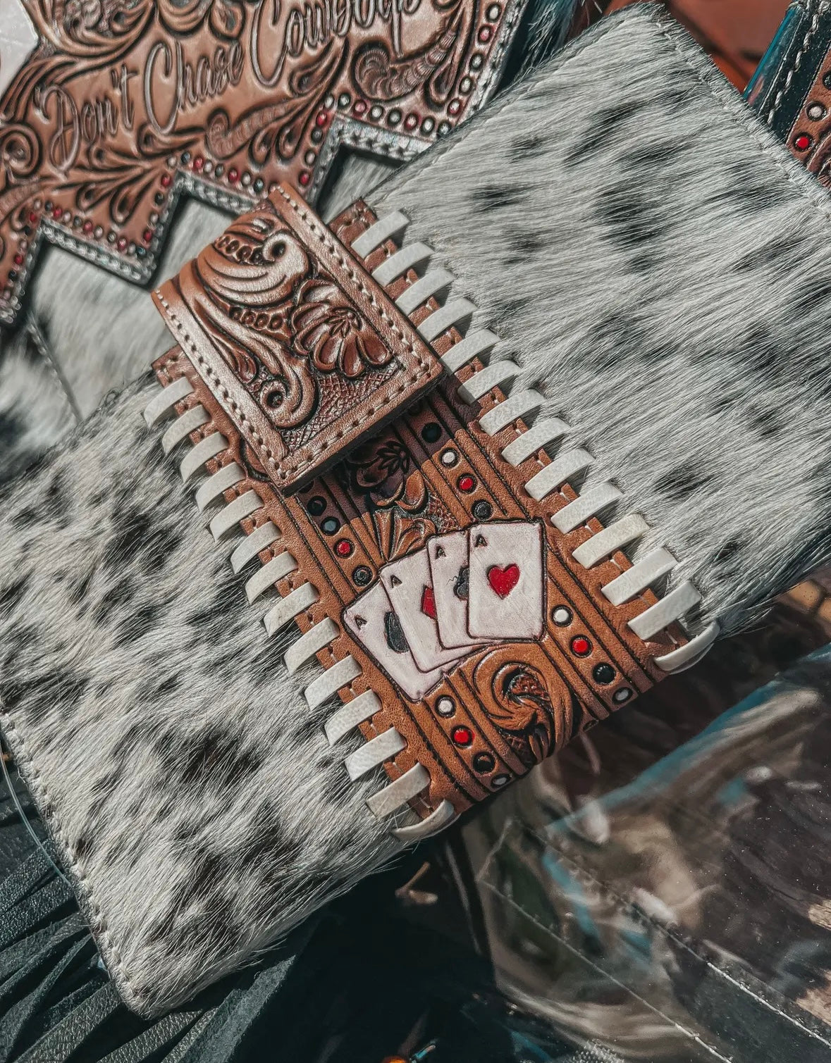 Don’t Chase Cowboys Wallet a Haute Southern Hyde by Beth Marie Exclusive Cowhide Wallet