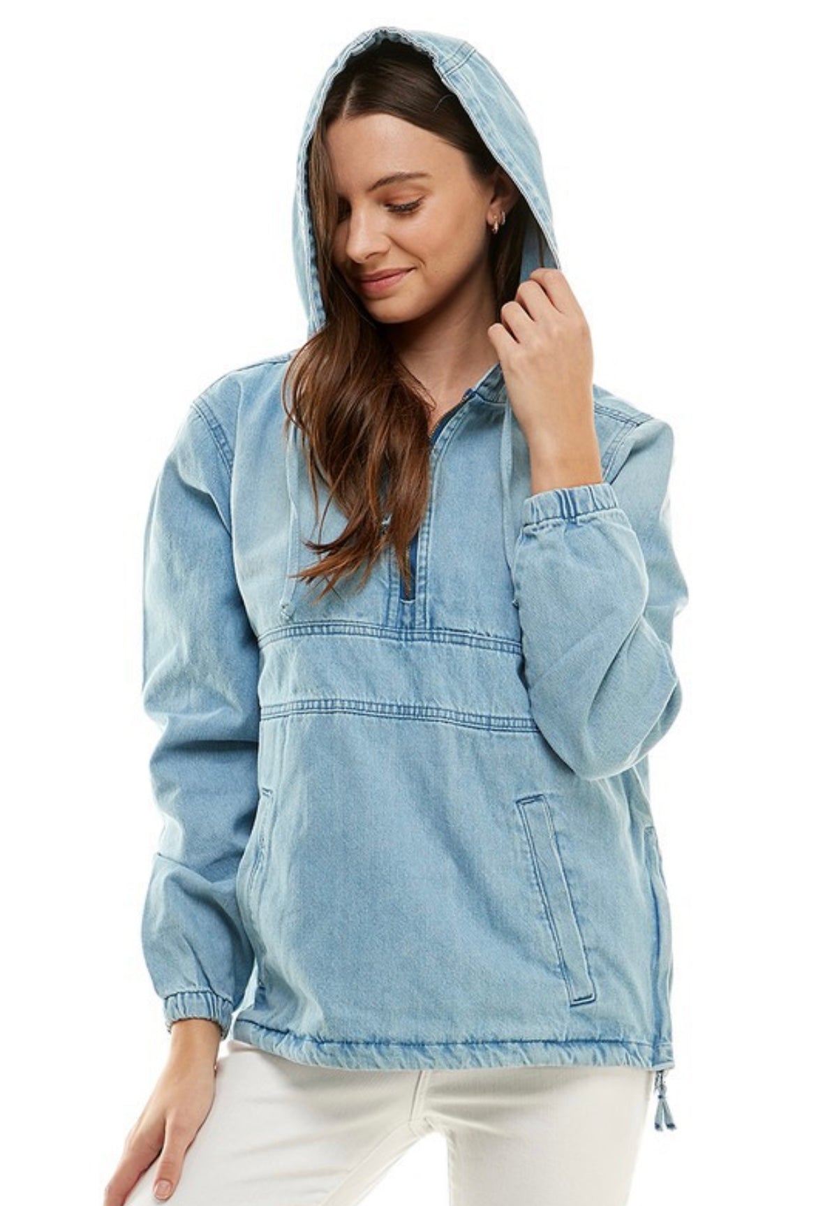 Last one medium Light wash Denim hoodie