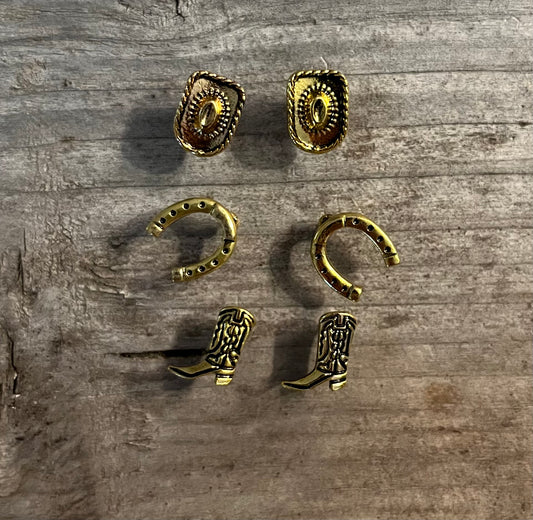 Minis 3 earring set gold