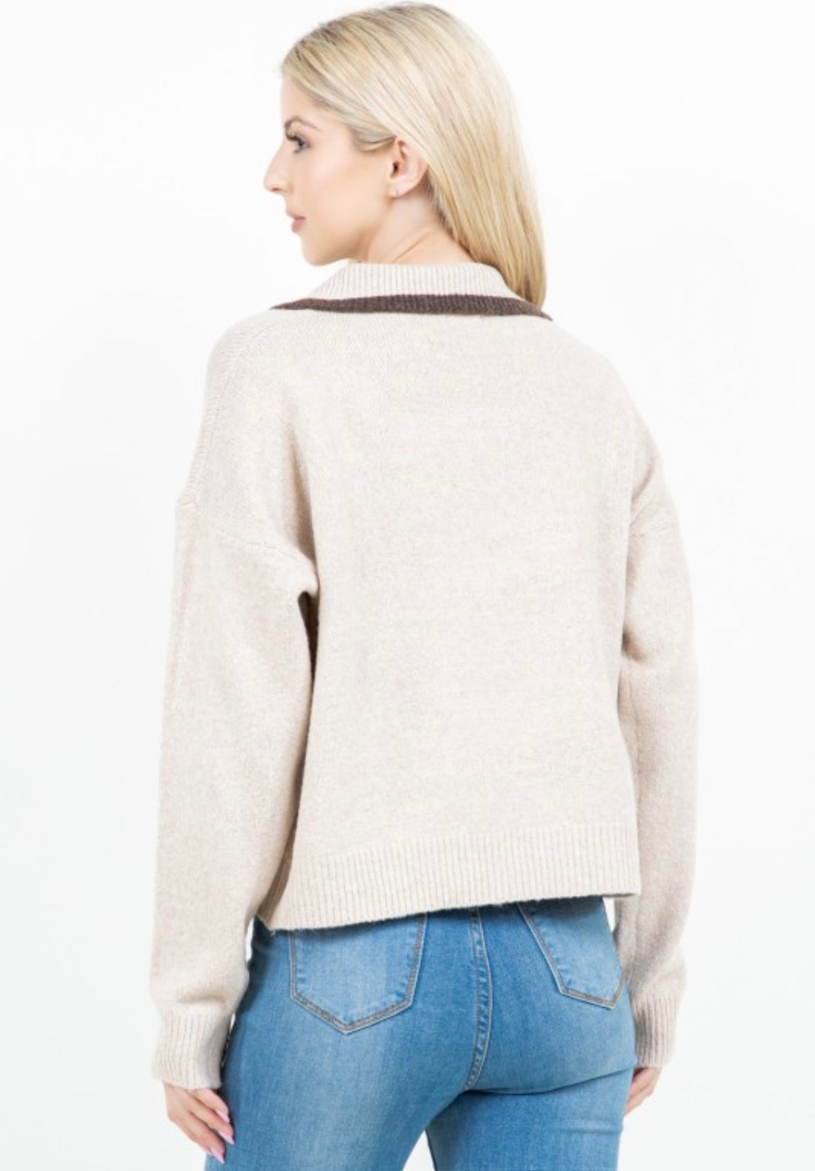 Last one M/L Collar horse knit sweater