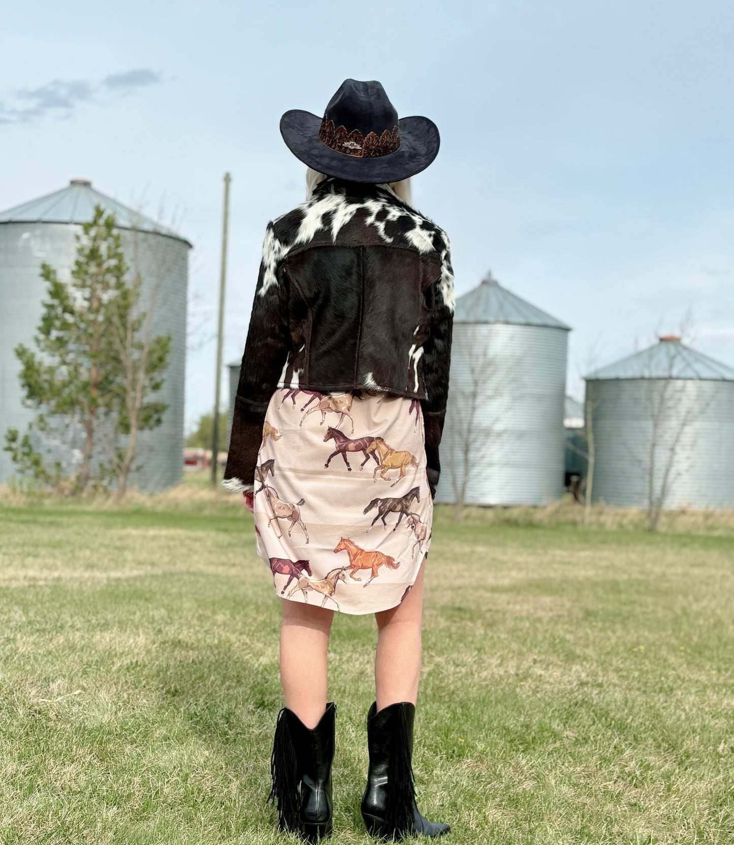 Horses Print  Button Down Shirt Dress