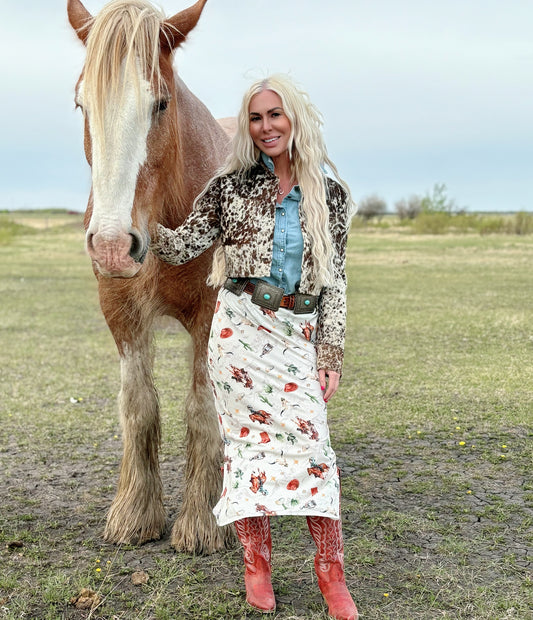 Western Running Horse Print Casual Skirt
