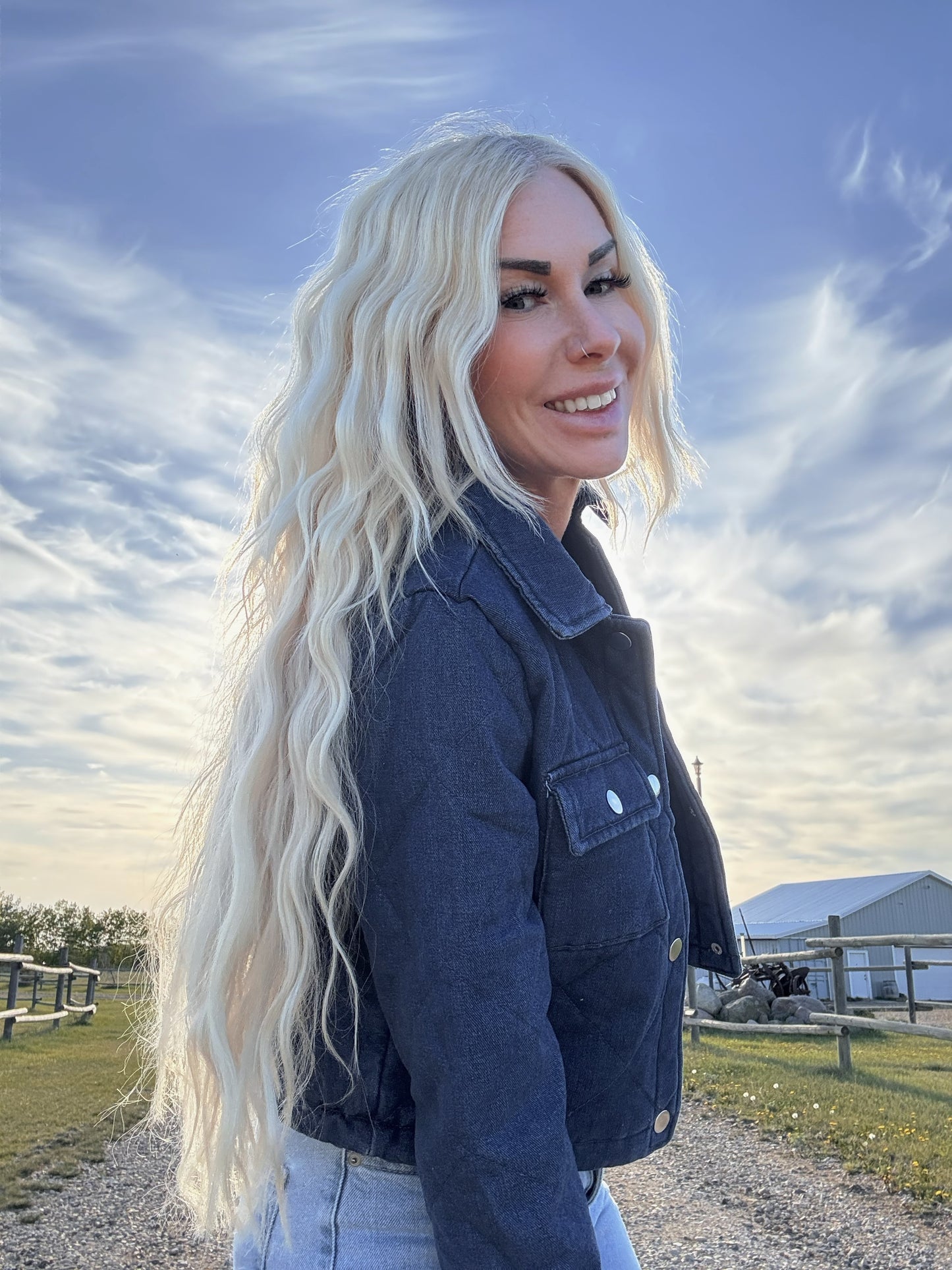 Last one large Dark Denim quilted jacket