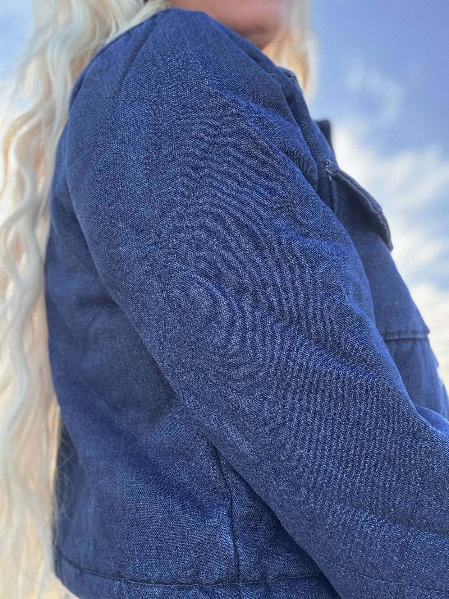 Last one large Dark Denim quilted jacket