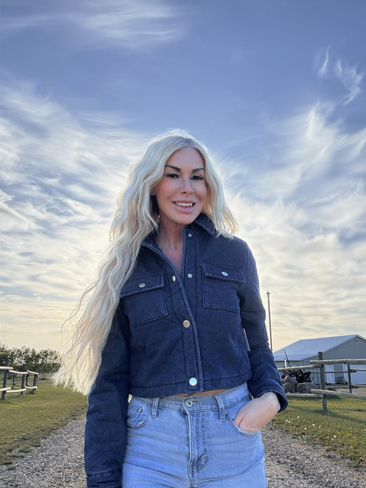 Last one large Dark Denim quilted jacket