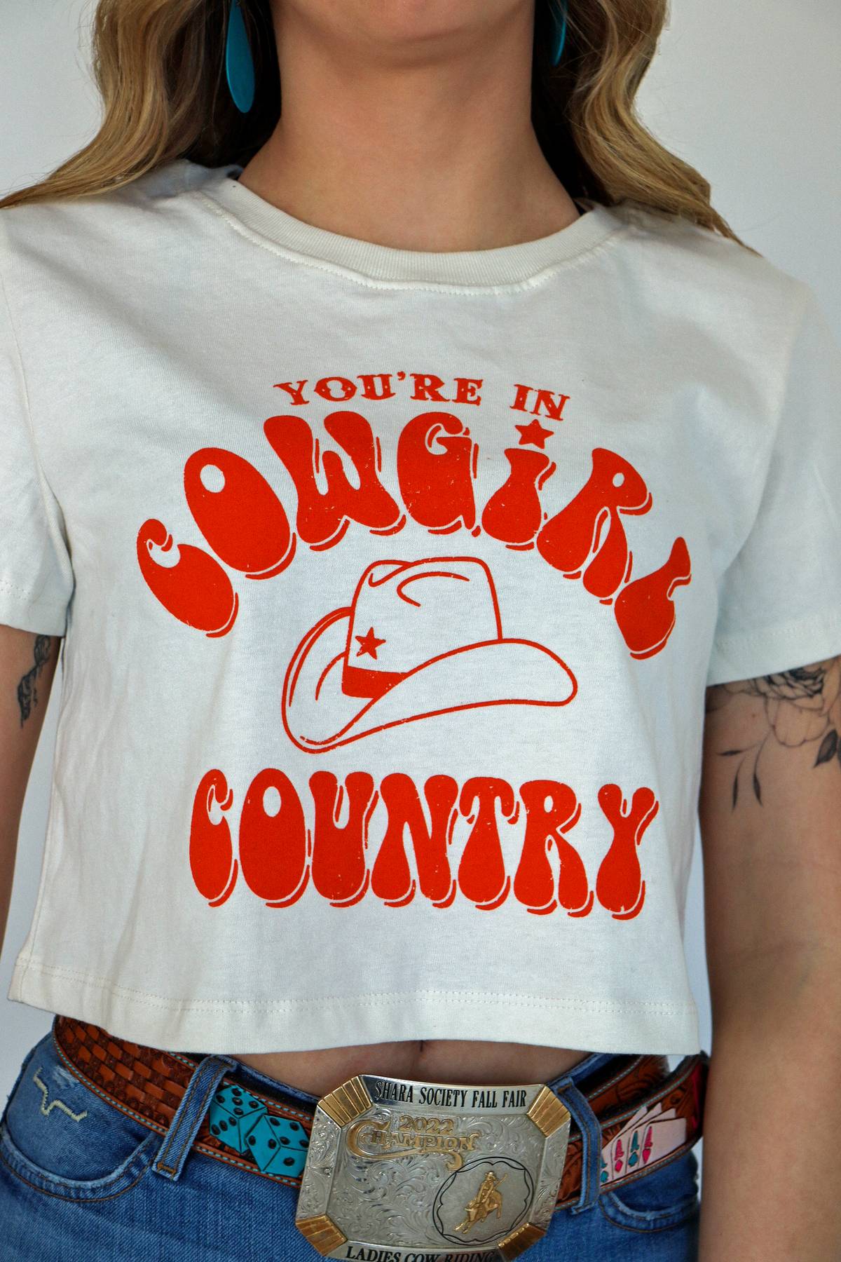 Cowgirl country semi cropped tee