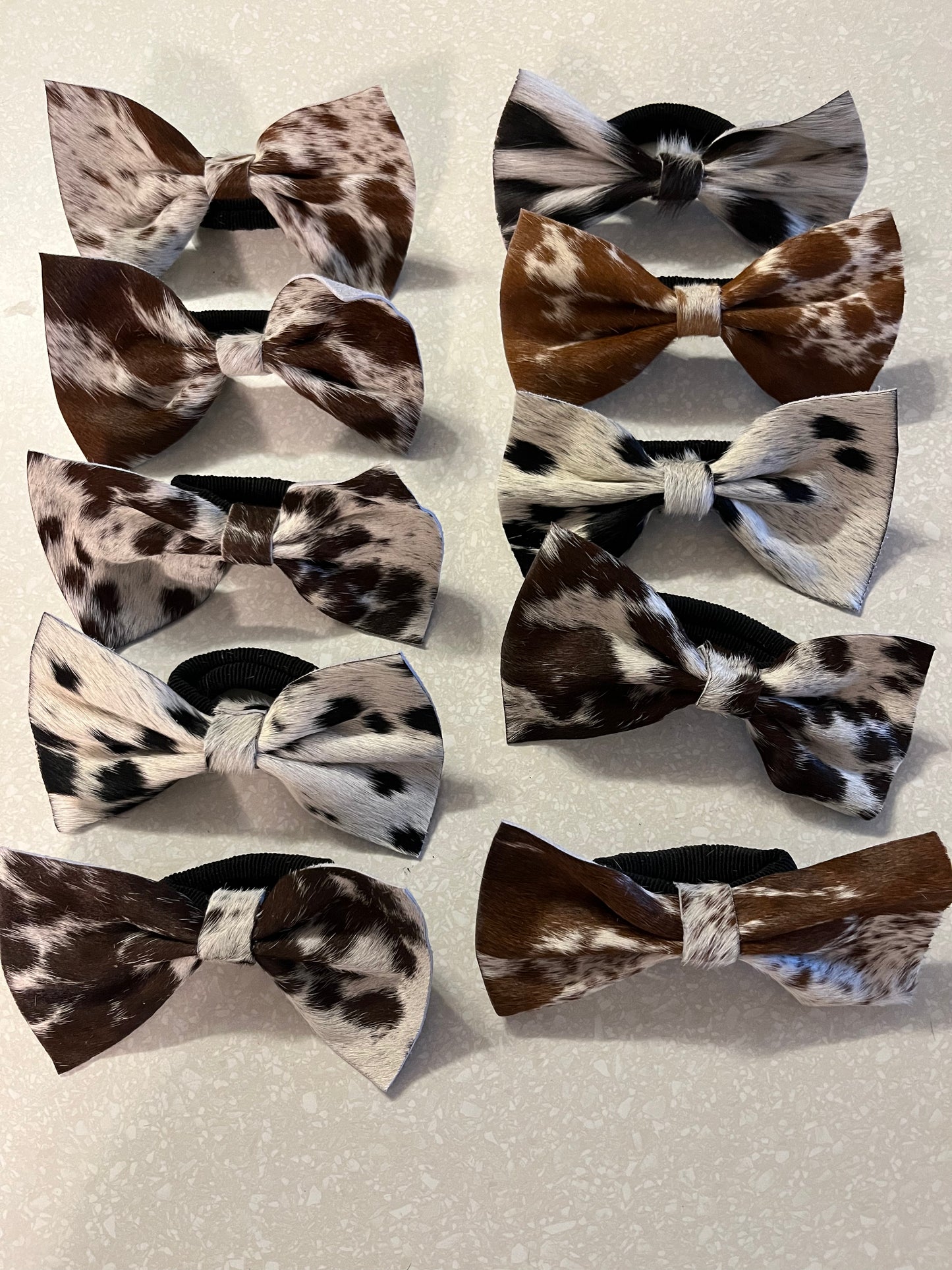 Genuine hide hair bows