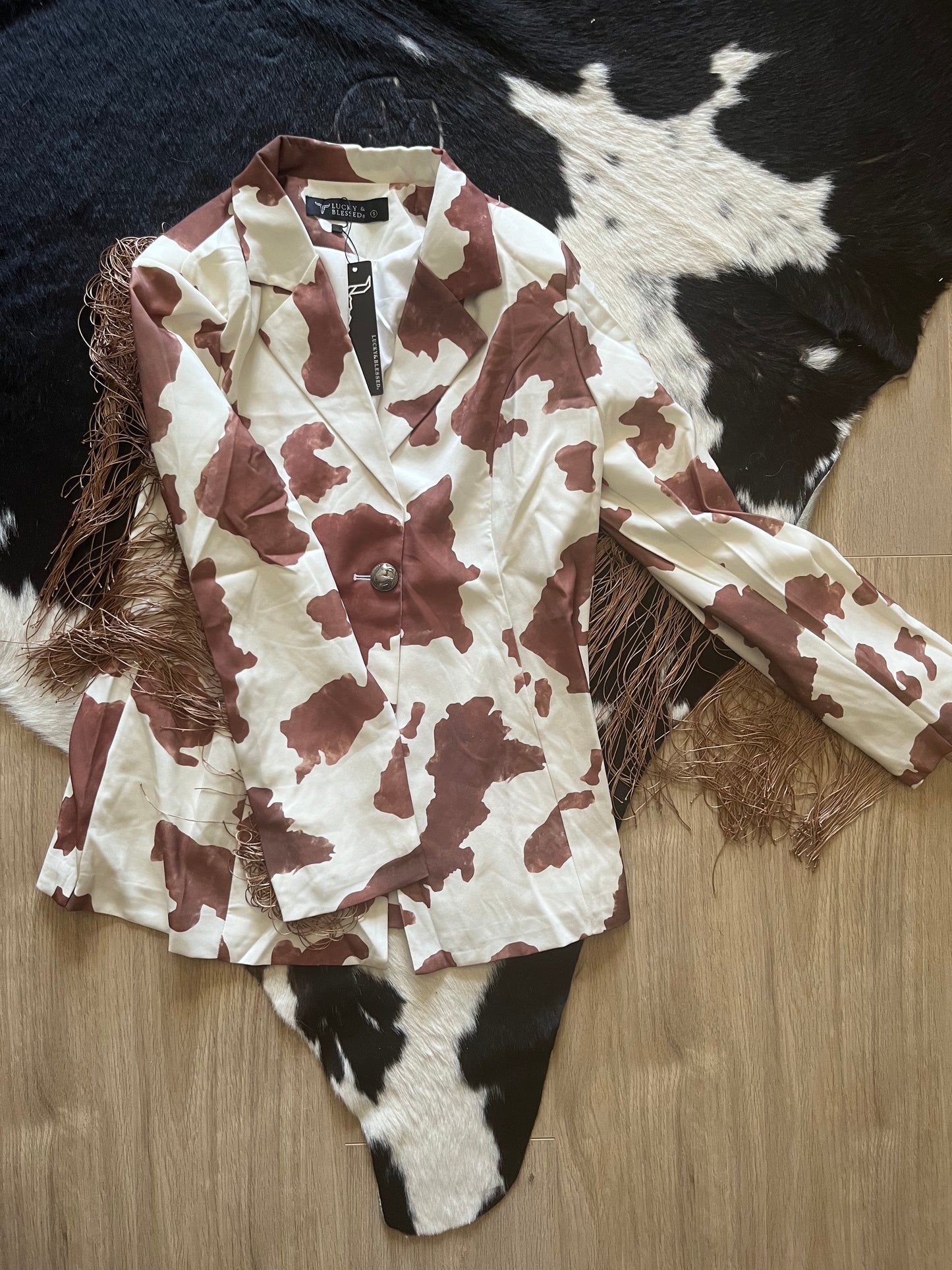 L&B cow fringe blazer