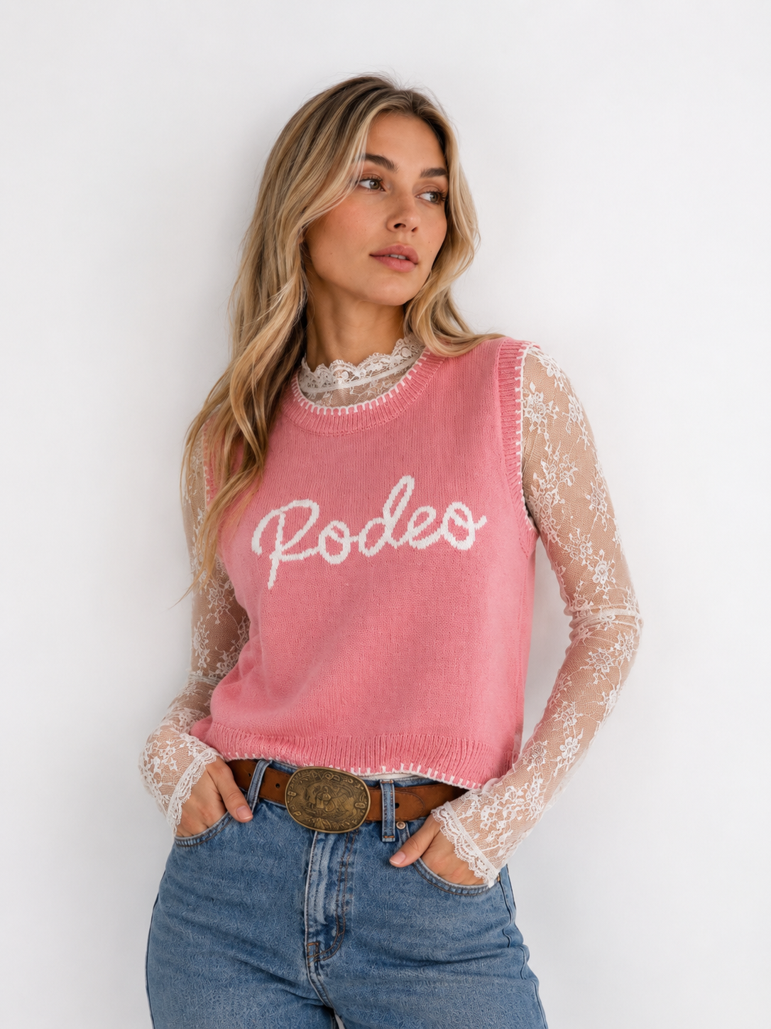 Pink Rodeo knit vest