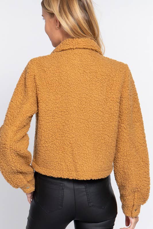 Cropped Sherpa Fleece Jacket