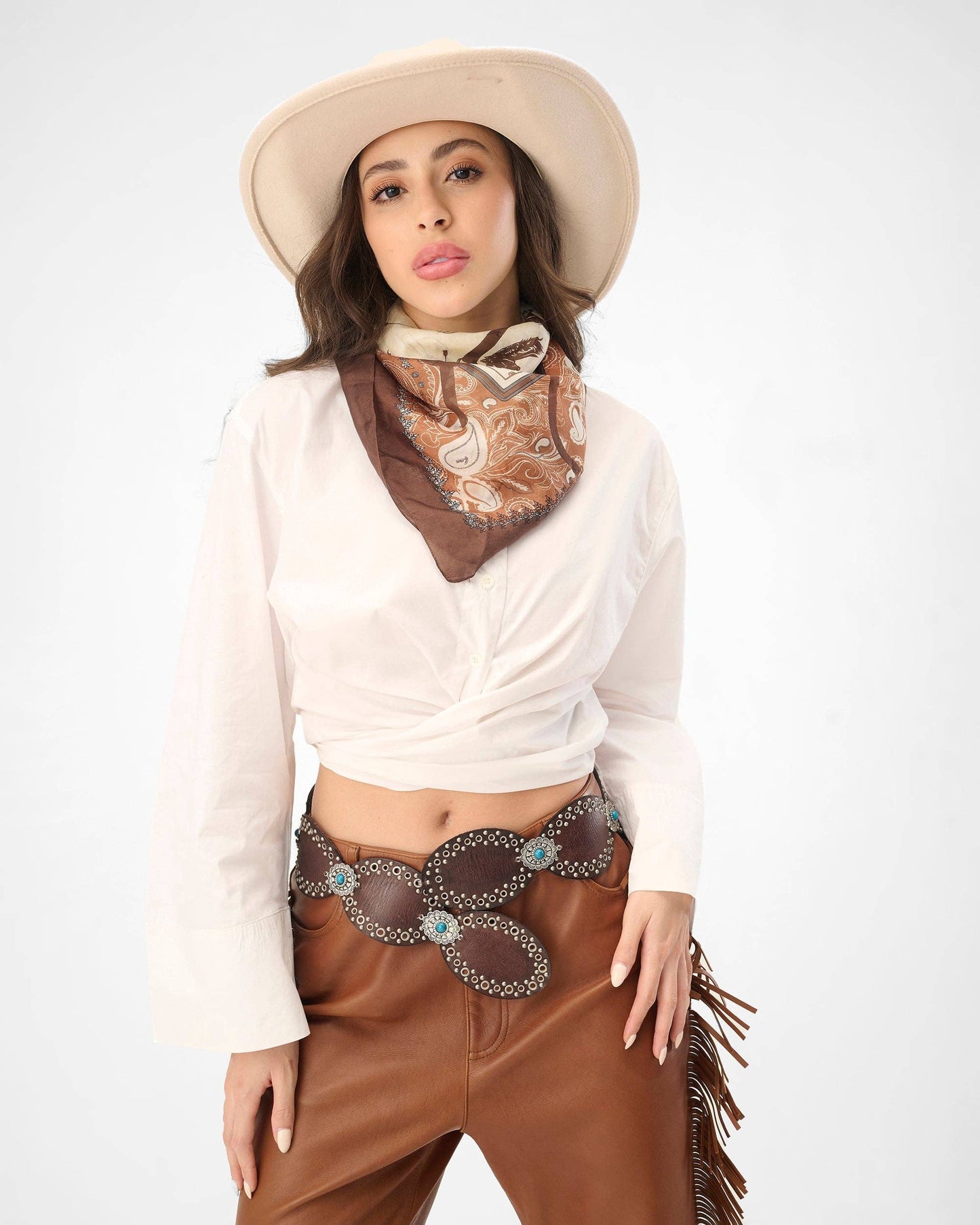 Loyal West Alta Buena Leather Belt In Calfskin-Dark Brown