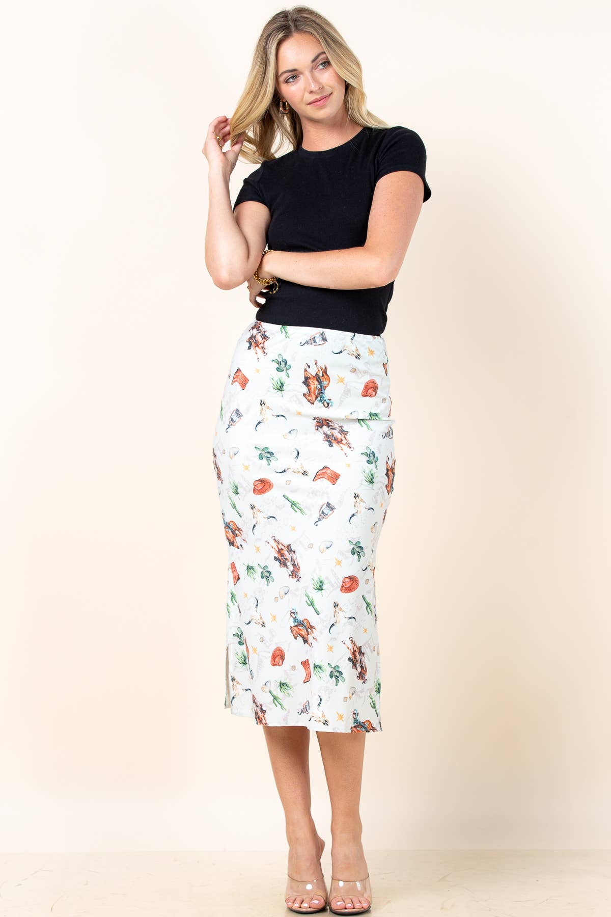 Western Running Horse Print Casual Skirt