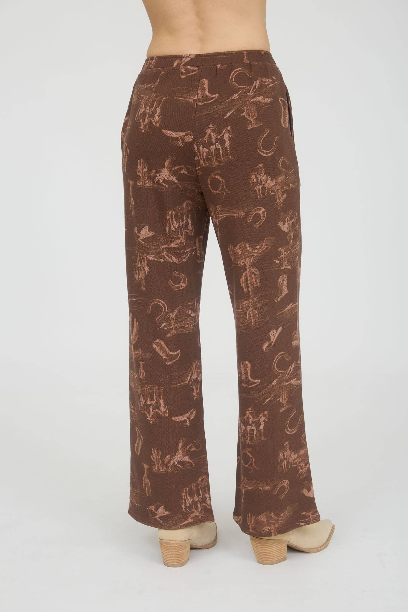 WESTERN PRINT ELASTIC WAIST JOGGERS