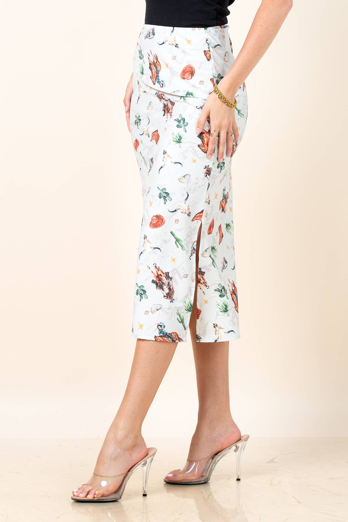 Western Running Horse Print Casual Skirt