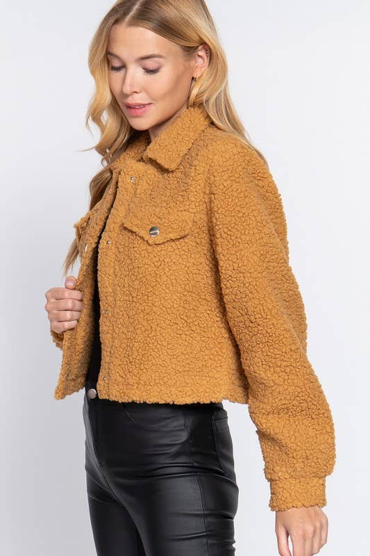 Cropped Sherpa Fleece Jacket