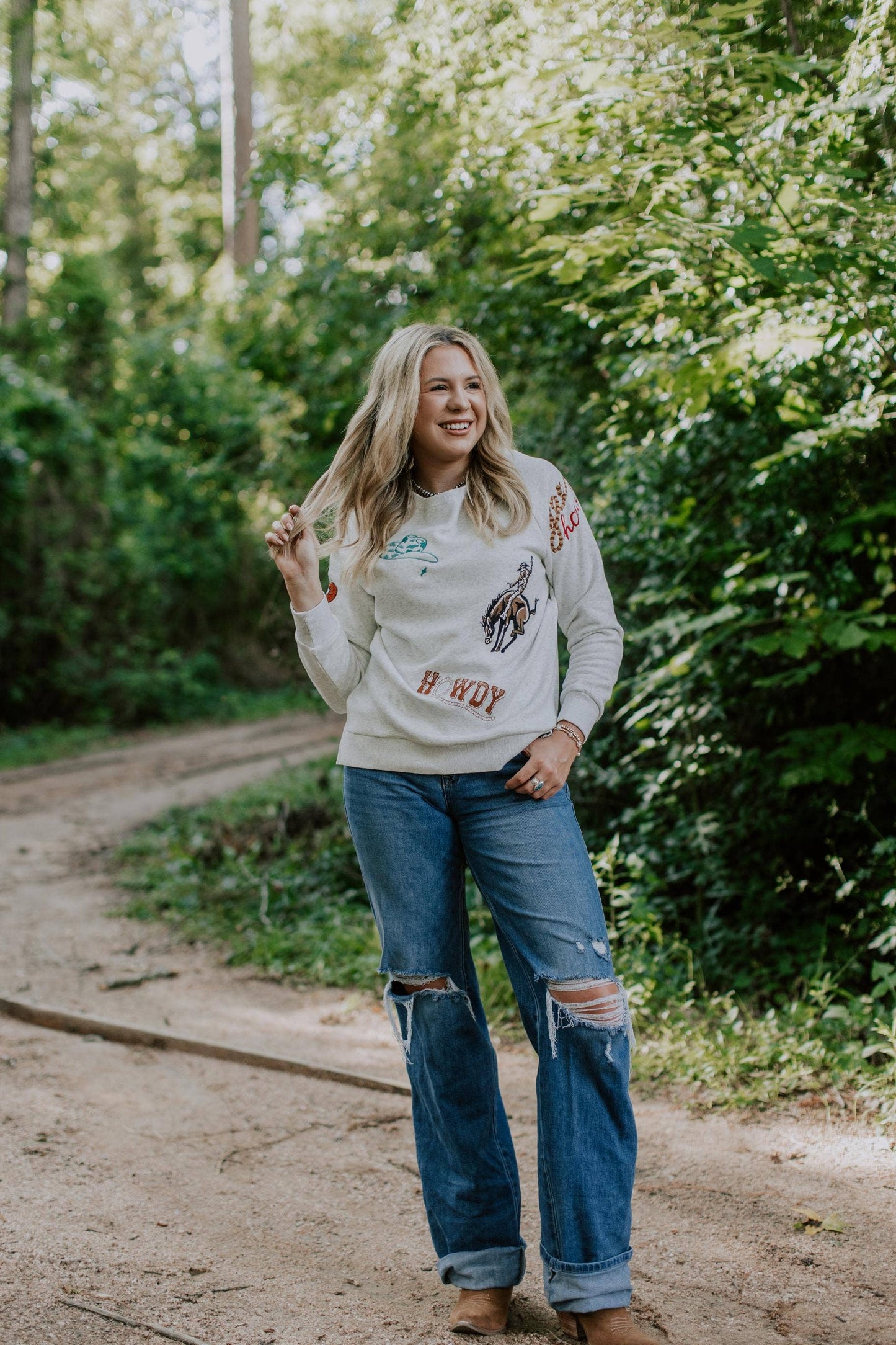 Western Embroidery Fleece Sweatshirt