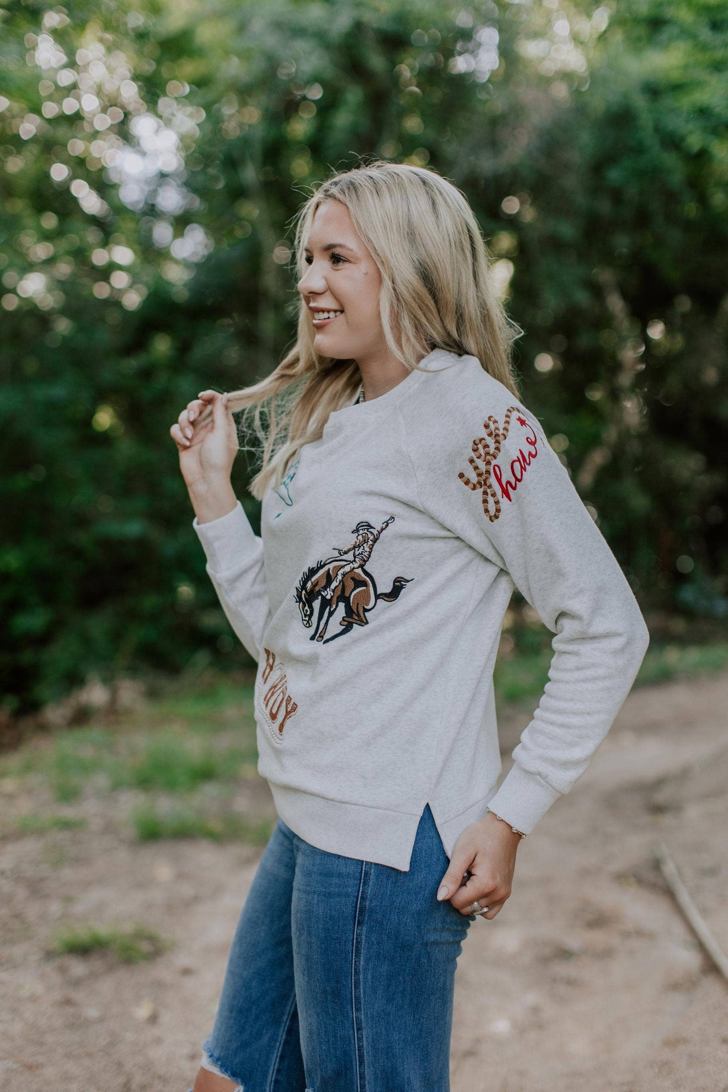 Western Embroidery Fleece Sweatshirt