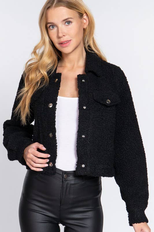 Cropped Sherpa Fleece Jacket