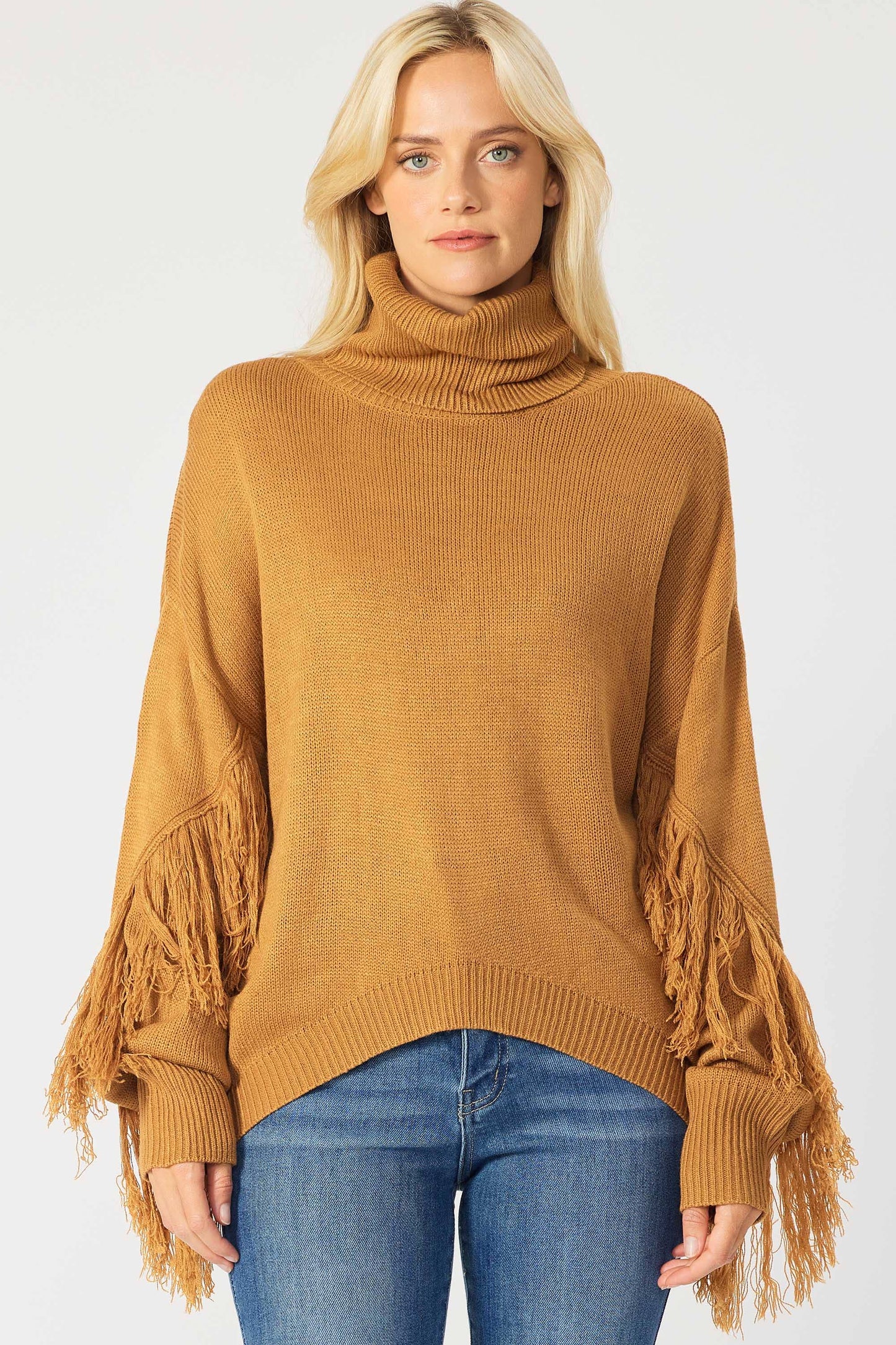 SOLID LONG SLEEVE TURTLE NECK SWEATER TOP