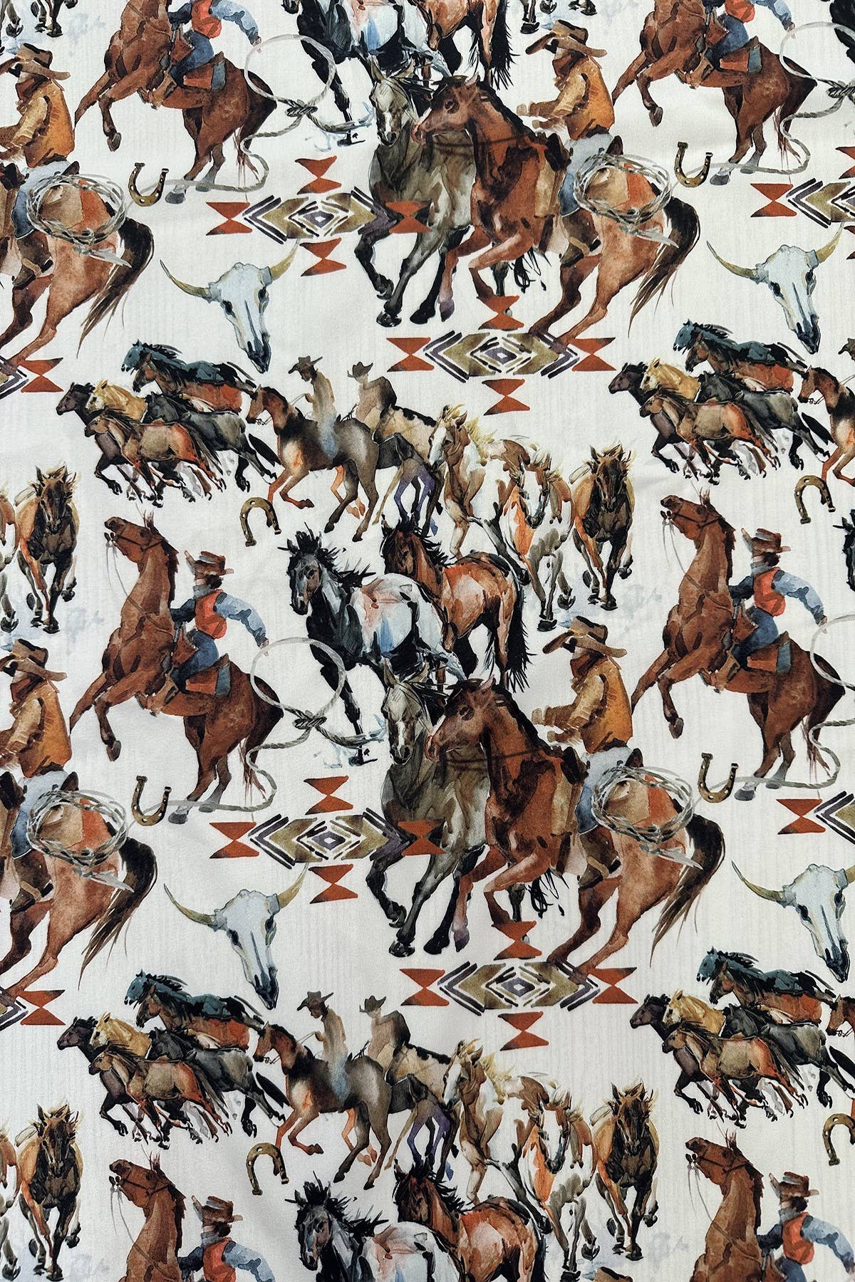 Classic Western Gathering Horse Print wild rag