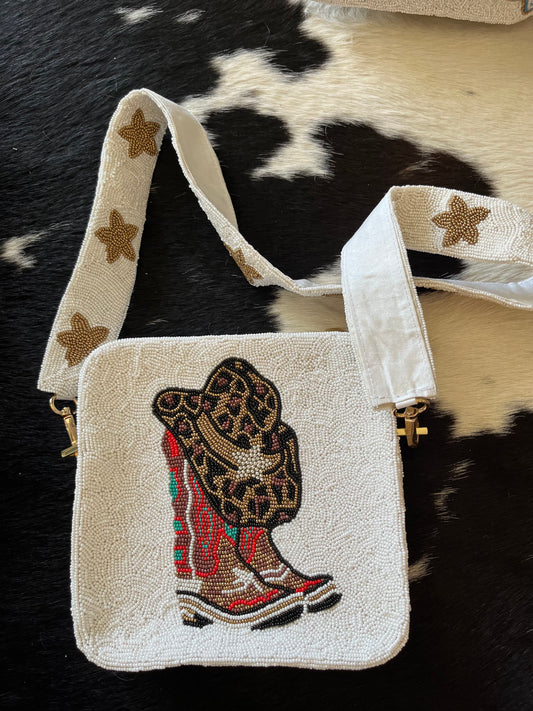 Boots seed bead handbag